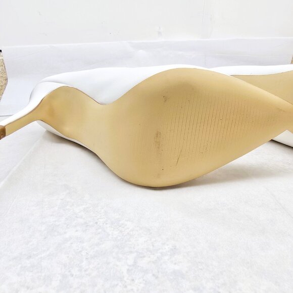 JustFab Women’s White Pointed Toe Ankle Boots Size 8 Stiletto Heel Zip Back NWB - Picture 9 of 10